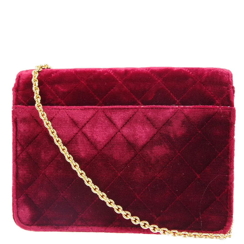 Chanel Luxury Handbag for High - End EventsChanel 1989-1991 * Red Velvet Micro Straight Classic Flap Shoulder Bag