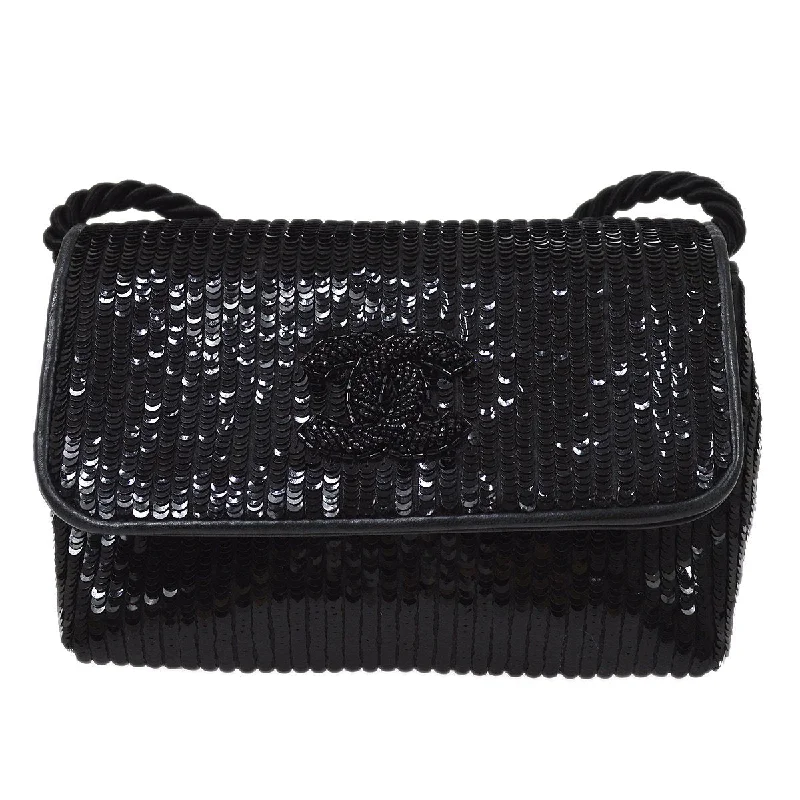 Chanel Black Handbag for Business MeetingsChanel 1986-1989 Black Sequins Pochette