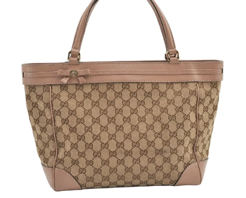 Gucci handbags for women with a patent - leather finishAuthentic GUCCI Mayfair Hand Tote Bag GG Canvas Leather 257061 Brown 0216K