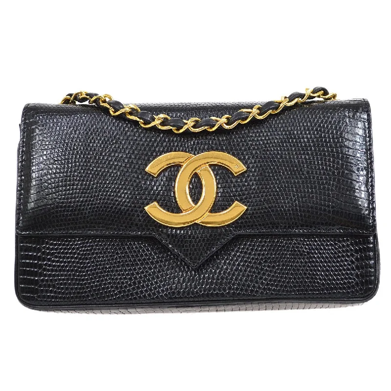 Chanel Colorful Handbag for Spring OutfitsCHANEL 1986-1988 Black Lizard Pointed Flap Mini