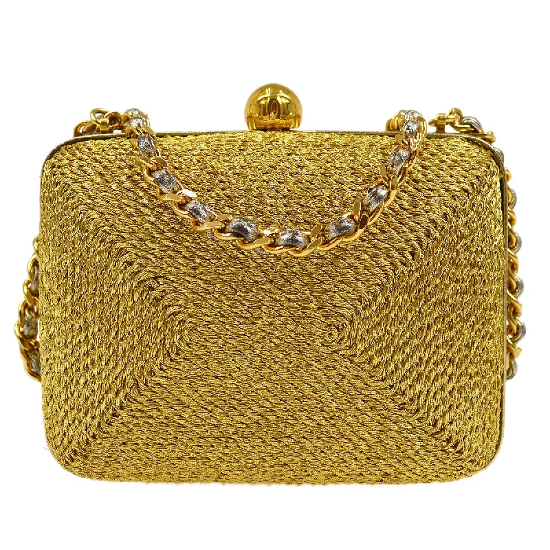 Chanel Handbag with Adjustable Strap for ComfortChanel 1998 Woven Evening Bag Gold