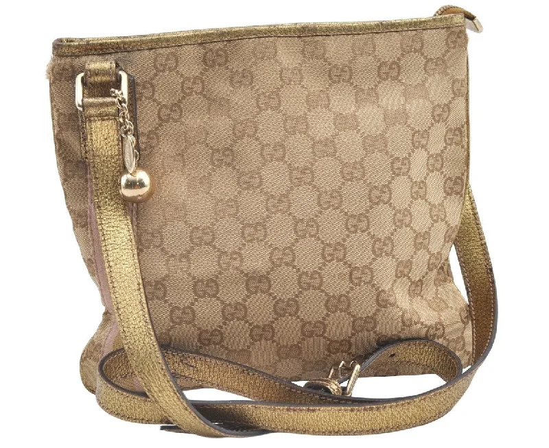 Gucci crossbody bags for women with adjustable leather strapsAuthentic GUCCI Sherry Line Shoulder Bag GG Canvas Leather 144388 Beige 0625K