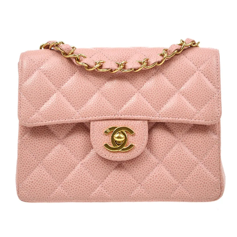 Chanel New Arrival Handbag with Gold HardwareChanel 2003-2004 Pink Caviar Classic Square Flap Mini