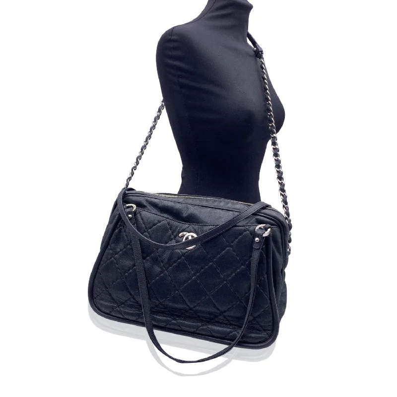 Chanel Lightweight Handbag for Daily ErrandsCHANEL Black Quilted Leather Relax Cc Tote Camera Shoulder Bag