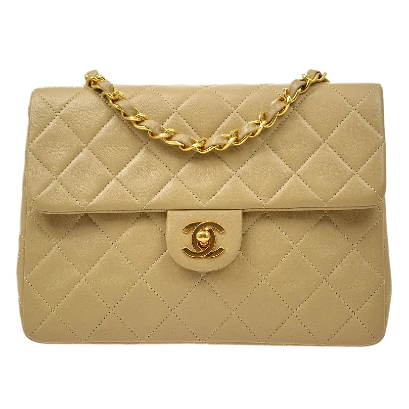 Chanel Colorful Handbag for Spring OutfitsCHANEL 1989-1991 Classic Square Flap 20 Beige Lambskin