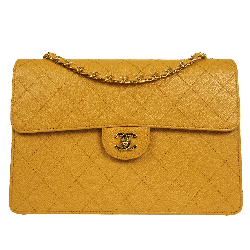 Chanel Handbag with Adjustable Strap for ComfortCHANEL 1998 Classic Single Flap Jumbo Camel Caviar