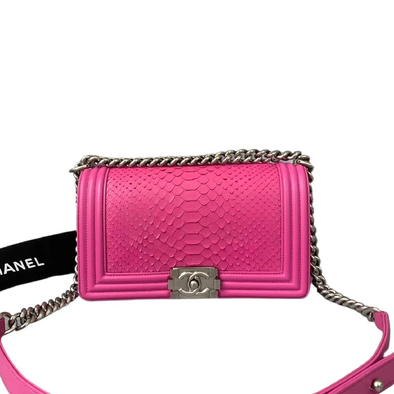 Chanel Designer Handbag with Unique DesignPython-Leather Old Medium Boy Pink RHW