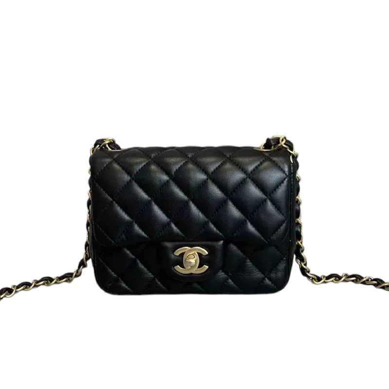 Chanel Lightweight Handbag for Daily ErrandsClassic Flap Square Mini Lambskin Black GHW