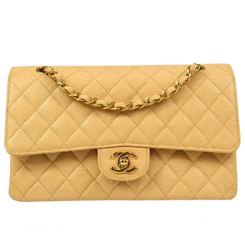 Chanel Limited Edition Handbag for CollectorsCHANEL 1997-1999 Classic Double Flap Medium Beige Caviar