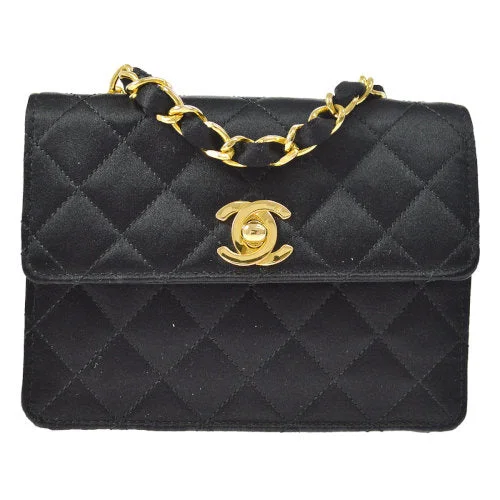 Chanel Colorful Handbag for Spring OutfitsChanel 1989-1991 Straight Flap Bag Micro Black Satin