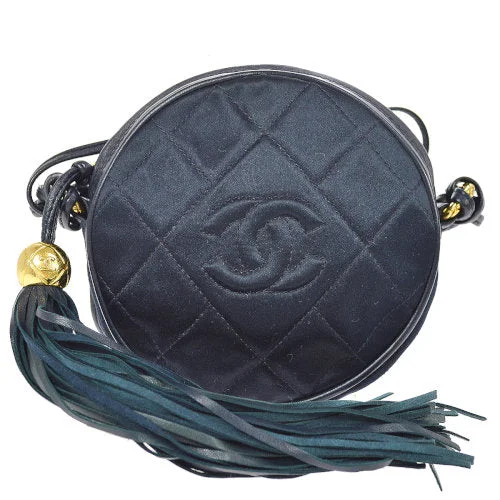 Chanel Black Handbag for Business MeetingsChanel 1989-1991 Quilted CC Fringe Cross Body Shoulder Bag Navy