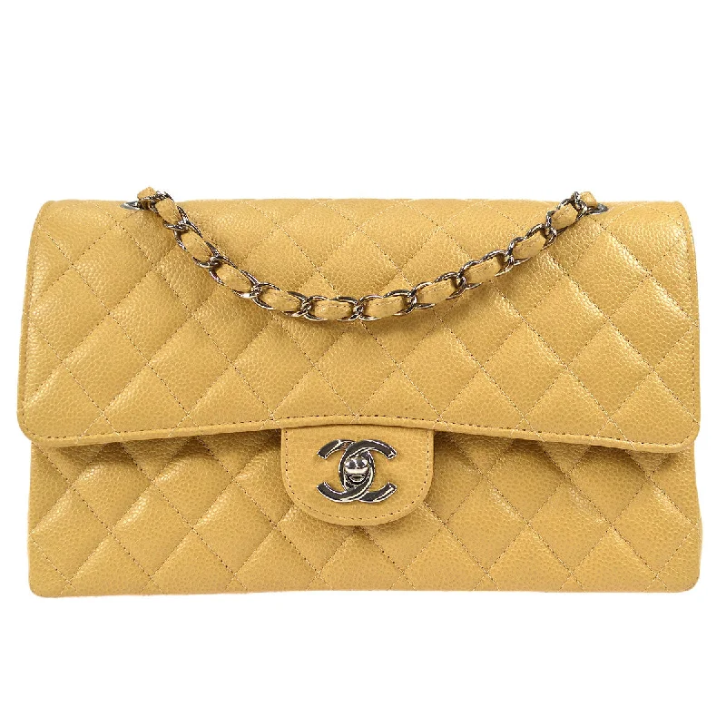 Chanel Colorful Handbag for Spring OutfitsCHANEL 1997-1999 Classic Double Flap Medium SHW Beige Caviar