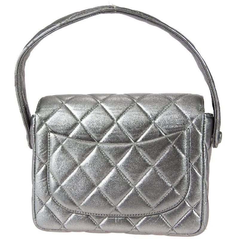 Chanel Small Crossbody Bag for TravelChanel * 1996-1997 Silver Lambskin Mini Classic Flap Handbag 17