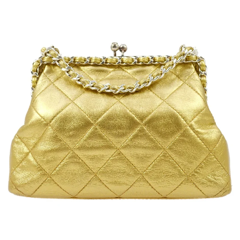 Chanel New Arrival Handbag with Gold HardwareCHANEL 1994-1996 Gold Lambskin SHW Kisslock Shoulder Bag