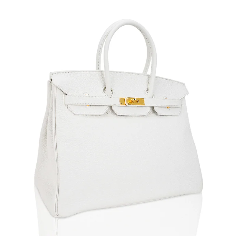 Hermes Birkin 35 Bag White Clemence Leather with Gold Hardware