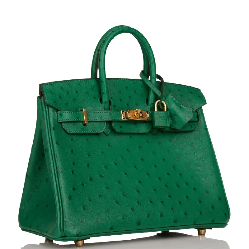 Hermes Special Order (HSS) Birkin 25 Vert Vertigo Verso Ostrich Gold Hardware