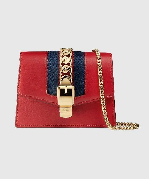 Gucci Dionysus bags for women with tiger - head claspsGucci SyLouis Vuittonie Leather Mini Chain Bag Hibiscus Red